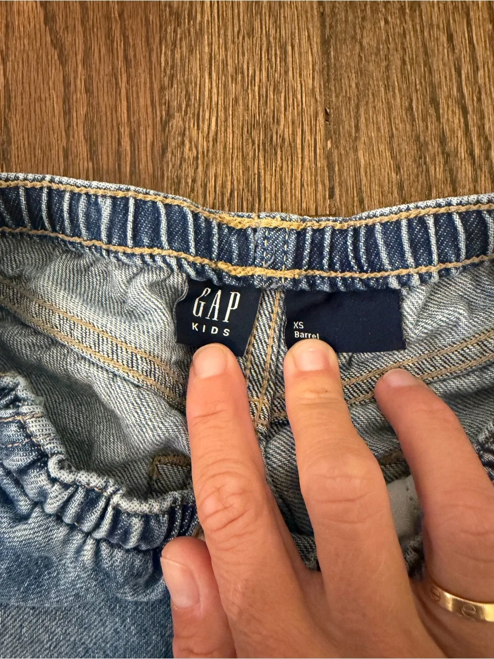 Gap kids Kids Light Blue Distressed Drawstring barrel legged Denim Pant
